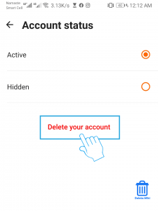 Tap Delete your account