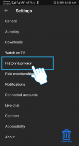Click on history & privacy