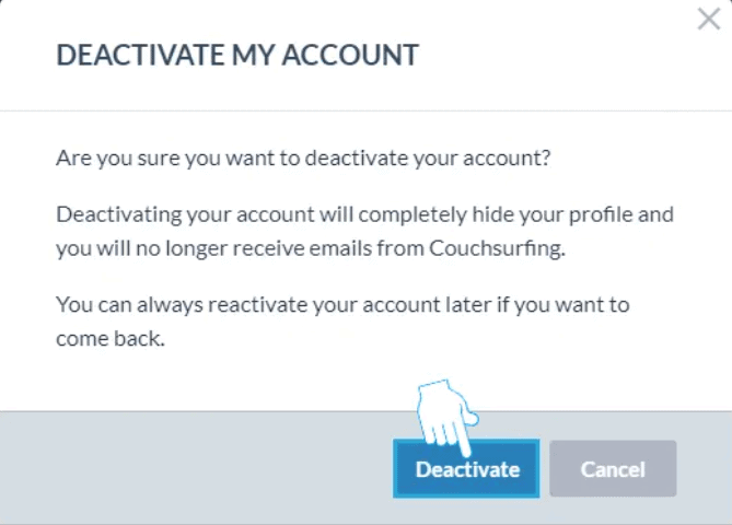 delete your couchsurfing account