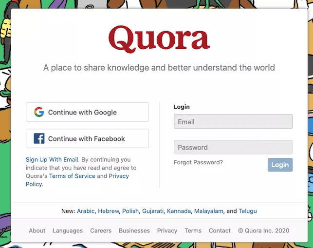 login to quora